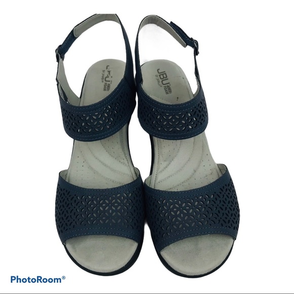 JBU By Jambi Sandals Blue Toledo Open Toed Adjustable Strap Decorative Cutout - Picture 4 of 9